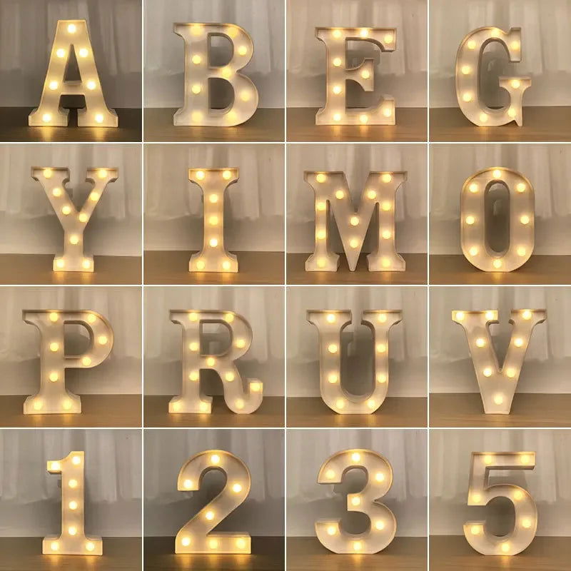 Wedding Decorative Name Letters Alphabet Letter LED Lights Luminous Number Lamp Night Light Party Baby Bedroom Decoration Home - Slobuy