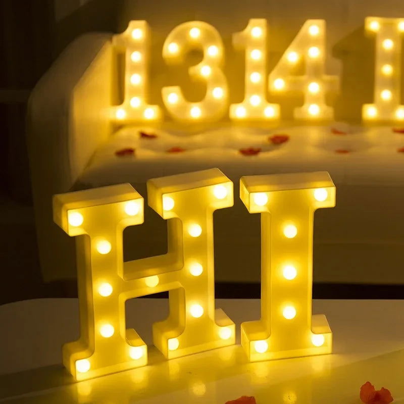 Wedding Decorative Name Letters Alphabet Letter LED Lights Luminous Number Lamp Night Light Party Baby Bedroom Decoration Home - Slobuy