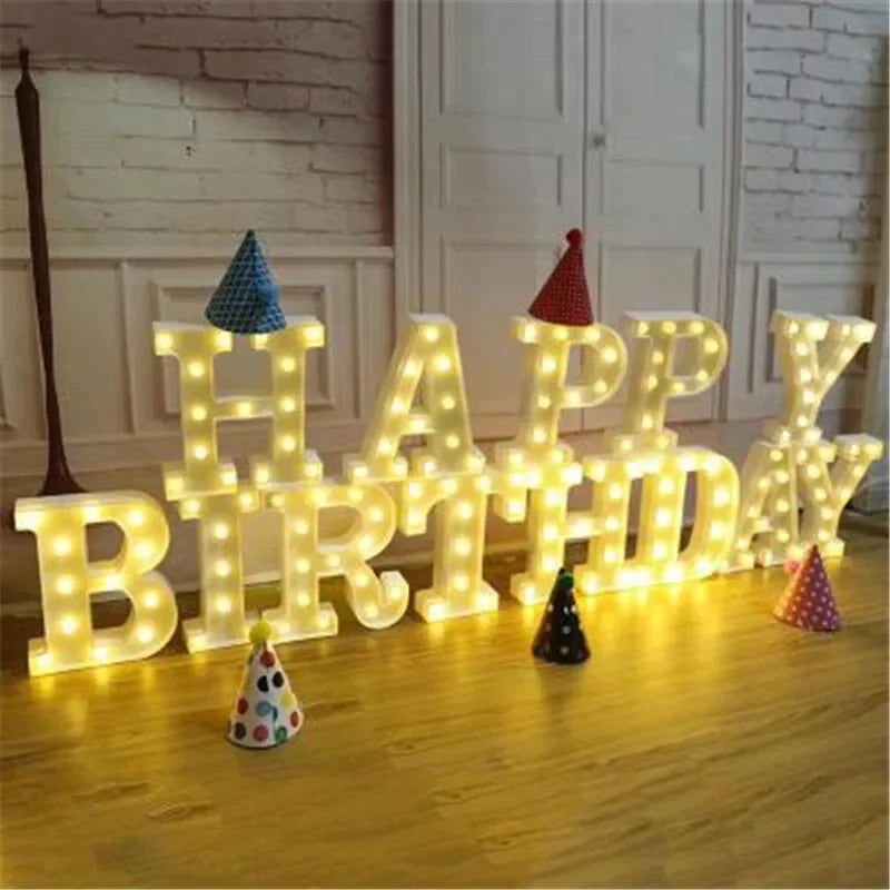 Wedding Decorative Name Letters Alphabet Letter LED Lights Luminous Number Lamp Night Light Party Baby Bedroom Decoration Home - Slobuy