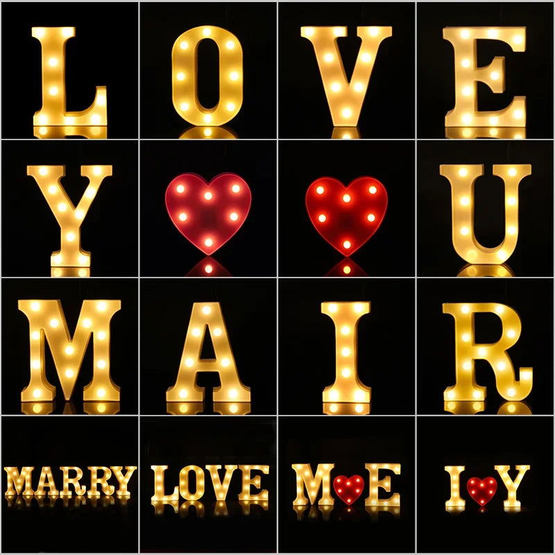 Wedding Decorative Name Letters Alphabet Letter LED Lights Luminous Number Lamp Night Light Party Baby Bedroom Decoration Home - Slobuy