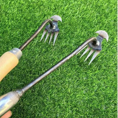 Weeding Artifact Uprooting Weeding Tool Steel Weed Puller 4 Teeth Dual Purpose Weeder Hand Remover Tool For Garden - Slobuy