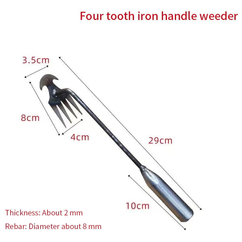 Weeding Artifact Uprooting Weeding Tool Steel Weed Puller 4 Teeth Dual Purpose Weeder Hand Remover Tool For Garden - Slobuy