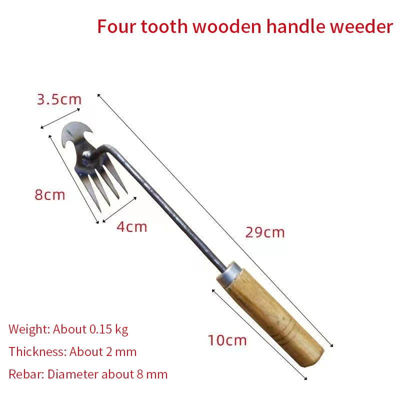 Weeding Artifact Uprooting Weeding Tool Steel Weed Puller 4 Teeth Dual Purpose Weeder Hand Remover Tool For Garden - Slobuy