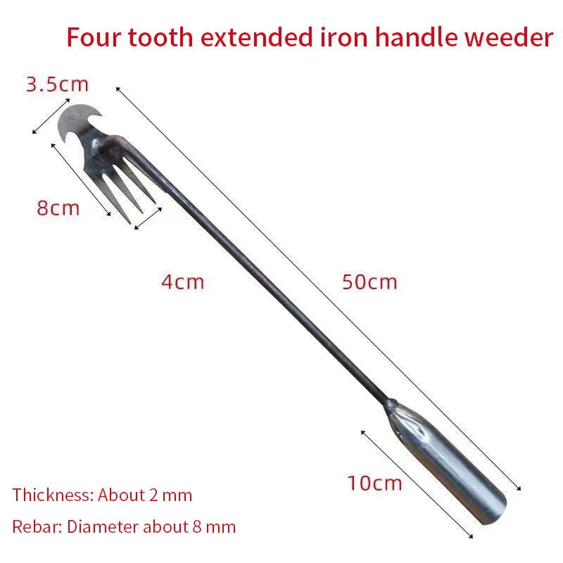 Weeding Artifact Uprooting Weeding Tool Steel Weed Puller 4 Teeth Dual Purpose Weeder Hand Remover Tool For Garden - Slobuy