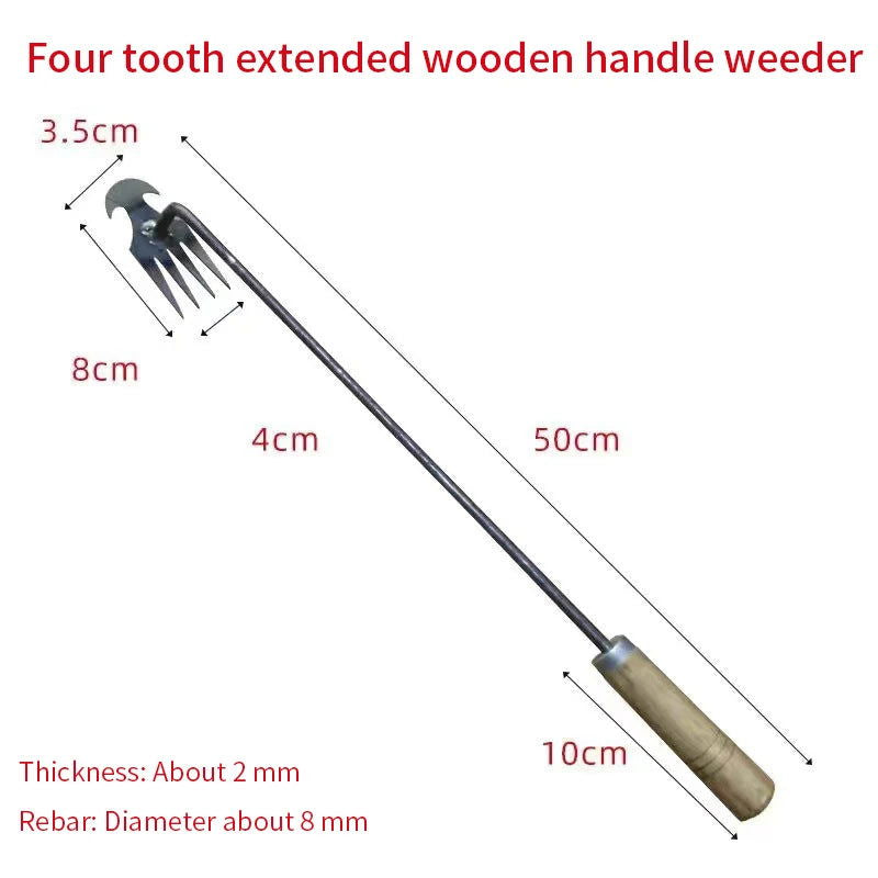 Weeding Artifact Uprooting Weeding Tool Steel Weed Puller 4 Teeth Dual Purpose Weeder Hand Remover Tool For Garden - Slobuy