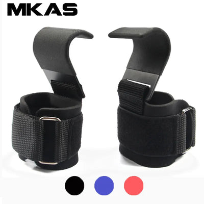 Weight Lifting Hook Grips With Wrist Wraps Hand-Bar Wrist Strap  Gym Fitness Hook Weight Strap Pull-Ups Power Lifting Gloves - Slobuy