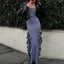 Weird Puss Elegant Strapless Dress Women Irregular Tassel 2023 Summer Trend Skinny Split Maxi Bodycon Birthday Party Clubwear - Slobuy
