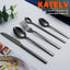 Western Tableware Black Dinnerware Set 6 Pieces Cutlery Set Stainless Steel Knife Fork IceTea Spoon Party Classic Silverware Set - Slobuy
