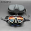Wet Gopro Mount Low Volume Diving Mask Tempered Glass Freedive Mask J-type Diving Mask Snorkel Set with Camera Mount Black - Slobuy