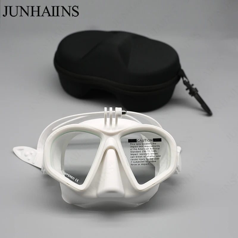 Wet Gopro Mount Low Volume Diving Mask Tempered Glass Freedive Mask J-type Diving Mask Snorkel Set with Camera Mount Black - Slobuy