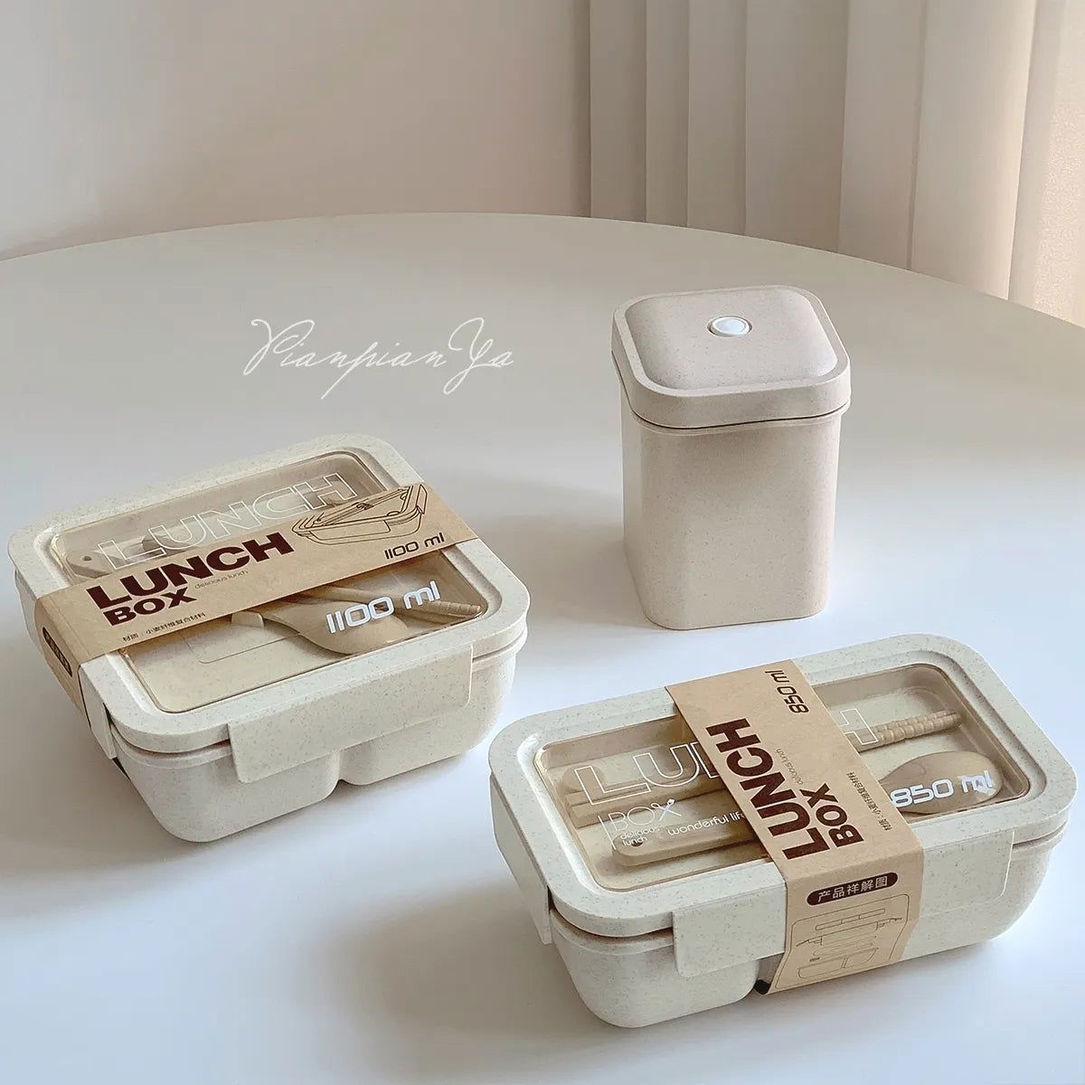Wheat Straw Lunch Box Healthy BPA Free Bento Boxes Microwave Dinnerware Food Storage Container Soup Cup Lunch Box for Kids - Slobuy