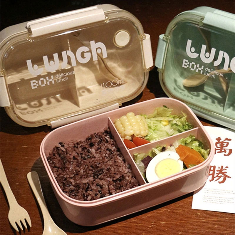 Wheat Straw Lunch Box Healthy BPA Free Bento Boxes Microwave Dinnerware Food Storage Container Soup Cup Lunch Box for Kids - Slobuy