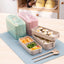 Wheat Straw Lunch Box Healthy BPA Free Bento Boxes Microwave Dinnerware Food Storage Container Soup Cup Lunch Box for Kids - Slobuy