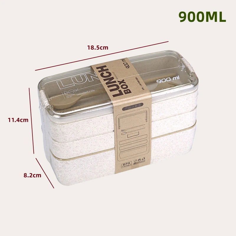 Wheat Straw Lunch Box Healthy BPA Free Bento Boxes Microwave Dinnerware Food Storage Container Soup Cup Lunch Box for Kids - Slobuy