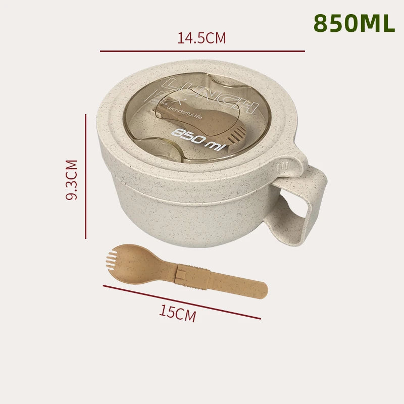 Wheat Straw Lunch Box Healthy BPA Free Bento Boxes Microwave Dinnerware Food Storage Container Soup Cup Lunch Box for Kids - Slobuy