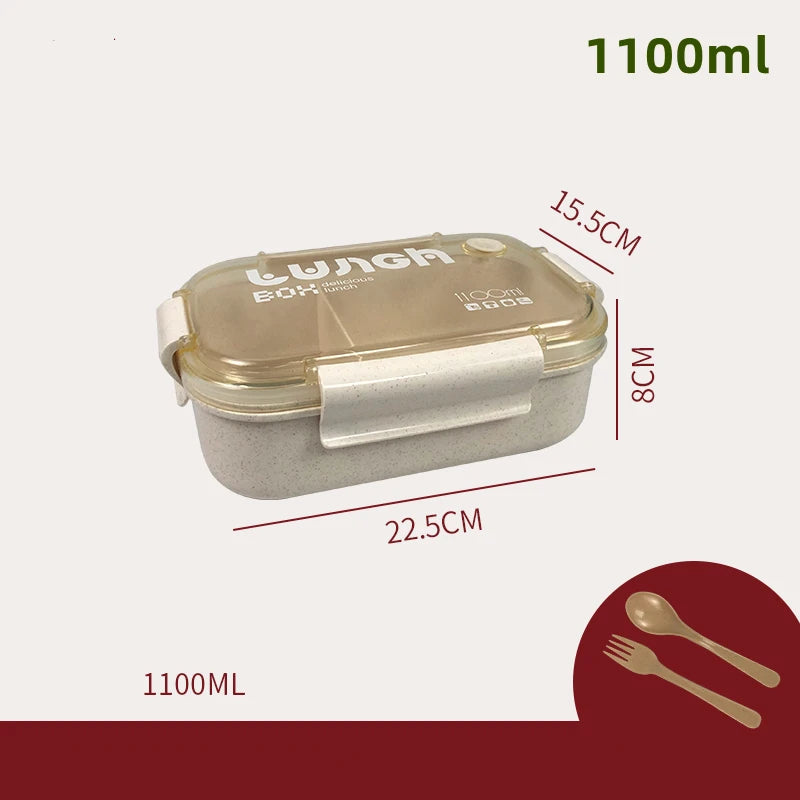 Wheat Straw Lunch Box Healthy BPA Free Bento Boxes Microwave Dinnerware Food Storage Container Soup Cup Lunch Box for Kids - Slobuy