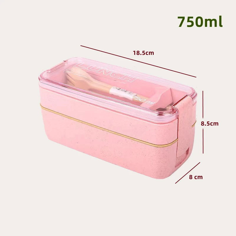 Wheat Straw Lunch Box Healthy BPA Free Bento Boxes Microwave Dinnerware Food Storage Container Soup Cup Lunch Box for Kids - Slobuy