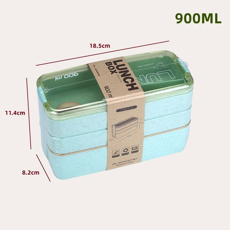 Wheat Straw Lunch Box Healthy BPA Free Bento Boxes Microwave Dinnerware Food Storage Container Soup Cup Lunch Box for Kids - Slobuy