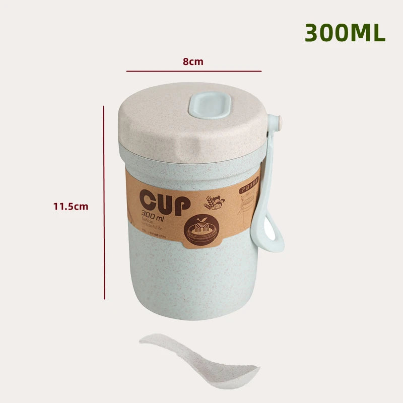 Wheat Straw Lunch Box Healthy BPA Free Bento Boxes Microwave Dinnerware Food Storage Container Soup Cup Lunch Box for Kids - Slobuy