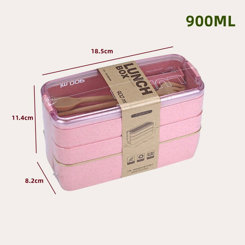 Wheat Straw Lunch Box Healthy BPA Free Bento Boxes Microwave Dinnerware Food Storage Container Soup Cup Lunch Box for Kids - Slobuy