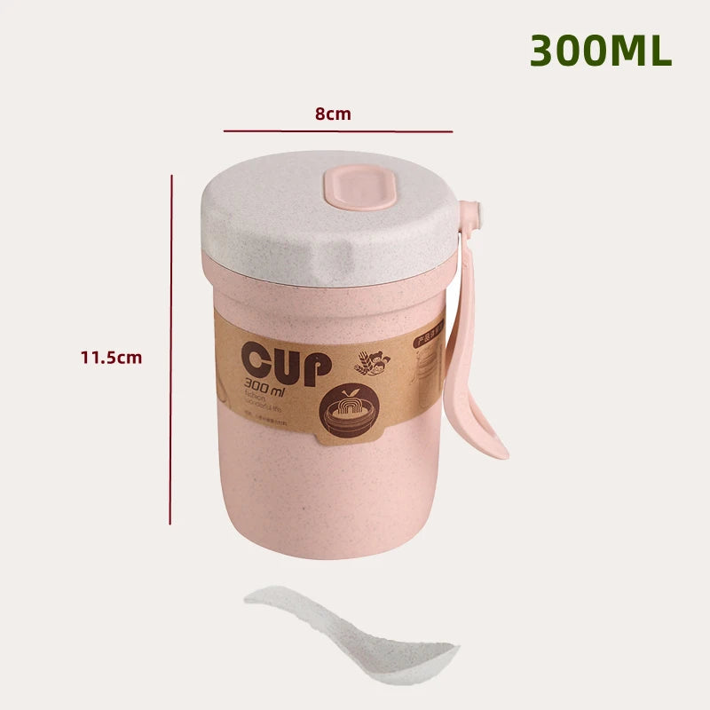 Wheat Straw Lunch Box Healthy BPA Free Bento Boxes Microwave Dinnerware Food Storage Container Soup Cup Lunch Box for Kids - Slobuy
