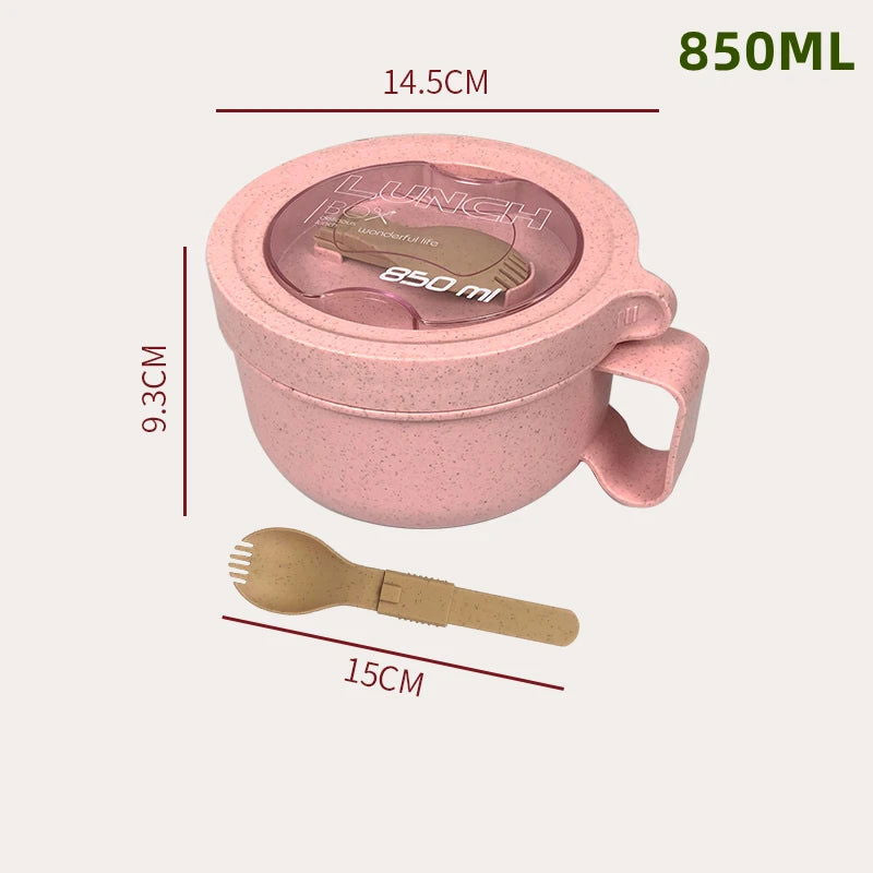 Wheat Straw Lunch Box Healthy BPA Free Bento Boxes Microwave Dinnerware Food Storage Container Soup Cup Lunch Box for Kids - Slobuy
