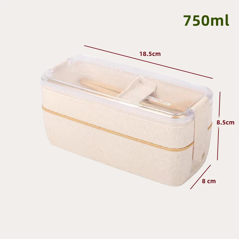 Wheat Straw Lunch Box Healthy BPA Free Bento Boxes Microwave Dinnerware Food Storage Container Soup Cup Lunch Box for Kids - Slobuy