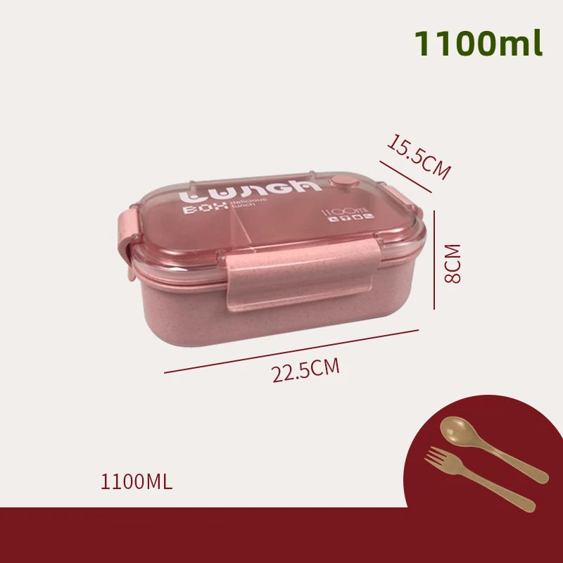 Wheat Straw Lunch Box Healthy BPA Free Bento Boxes Microwave Dinnerware Food Storage Container Soup Cup Lunch Box for Kids - Slobuy