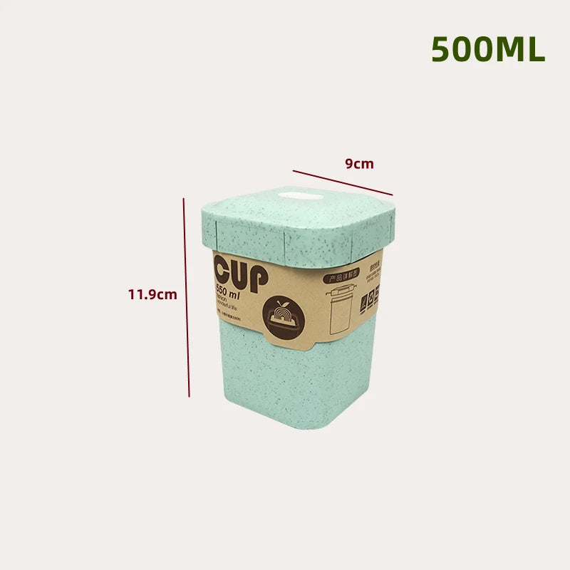 Wheat Straw Lunch Box Healthy BPA Free Bento Boxes Microwave Dinnerware Food Storage Container Soup Cup Lunch Box for Kids - Slobuy