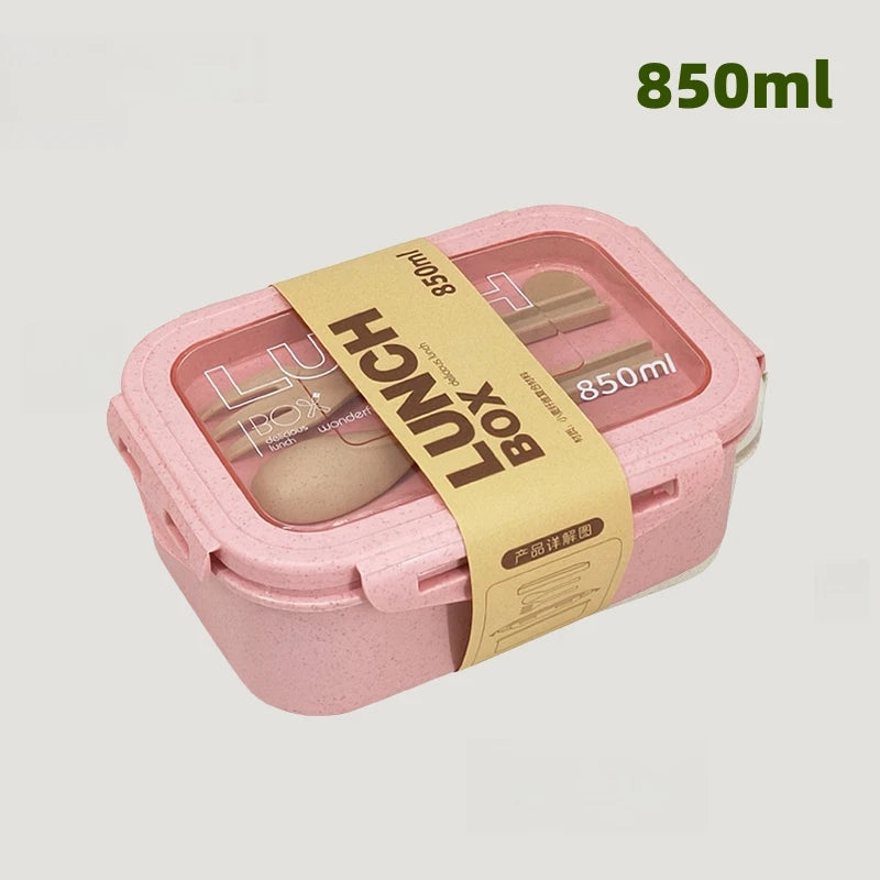 Wheat Straw Lunch Box Healthy BPA Free Bento Boxes Microwave Dinnerware Food Storage Container Soup Cup Lunch Box for Kids - Slobuy