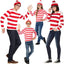 Wheres Waldo Striped Shirt Youth Kids Boys Wally Costume Shirt Glasses and Hat Socks Unisex  Adults Halloween Cosplay Costume - Slobuy
