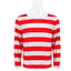 Wheres Waldo Striped Shirt Youth Kids Boys Wally Costume Shirt Glasses and Hat Socks Unisex  Adults Halloween Cosplay Costume - Slobuy