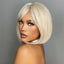 White Blonde Gray Synthetic Wigs with Bangs Short Straight Bob Hair Wig for Women Cosplay Daily Natural Hair Heat Resistant - Slobuy