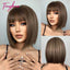 White Blonde Gray Synthetic Wigs with Bangs Short Straight Bob Hair Wig for Women Cosplay Daily Natural Hair Heat Resistant - Slobuy