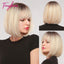 White Blonde Gray Synthetic Wigs with Bangs Short Straight Bob Hair Wig for Women Cosplay Daily Natural Hair Heat Resistant - Slobuy