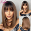 White Blonde Gray Synthetic Wigs with Bangs Short Straight Bob Hair Wig for Women Cosplay Daily Natural Hair Heat Resistant - Slobuy