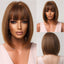 White Blonde Gray Synthetic Wigs with Bangs Short Straight Bob Hair Wig for Women Cosplay Daily Natural Hair Heat Resistant - Slobuy