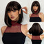 White Blonde Gray Synthetic Wigs with Bangs Short Straight Bob Hair Wig for Women Cosplay Daily Natural Hair Heat Resistant - Slobuy