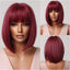 White Blonde Gray Synthetic Wigs with Bangs Short Straight Bob Hair Wig for Women Cosplay Daily Natural Hair Heat Resistant - Slobuy