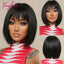 White Blonde Gray Synthetic Wigs with Bangs Short Straight Bob Hair Wig for Women Cosplay Daily Natural Hair Heat Resistant - Slobuy