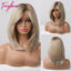 White Blonde Gray Synthetic Wigs with Bangs Short Straight Bob Hair Wig for Women Cosplay Daily Natural Hair Heat Resistant - Slobuy