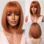 White Blonde Gray Synthetic Wigs with Bangs Short Straight Bob Hair Wig for Women Cosplay Daily Natural Hair Heat Resistant - Slobuy