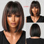 White Blonde Gray Synthetic Wigs with Bangs Short Straight Bob Hair Wig for Women Cosplay Daily Natural Hair Heat Resistant - Slobuy