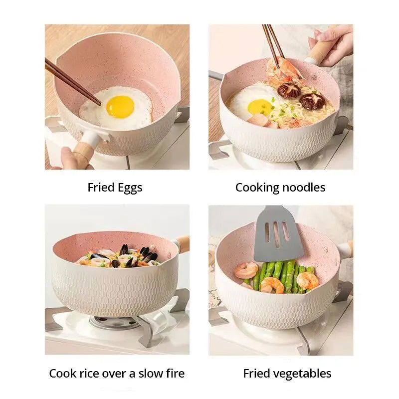 1pc Blue/Green/White Non Stick Pan Milk Pot Baby Food Pot Snow Pan Frying And Boiling Integrated Induction Cooker Gas Universal - Slobuy