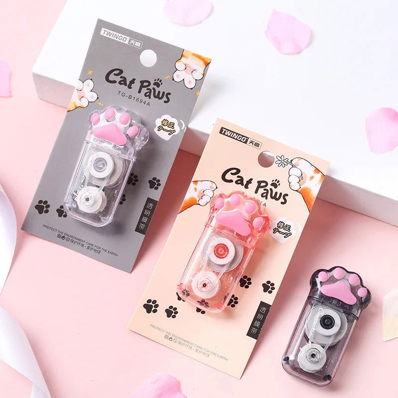 White Out Cute Cat Claw Correction Tape Pen, School and Office Supplies, Stationery, 5mm * 6m - Slobuy