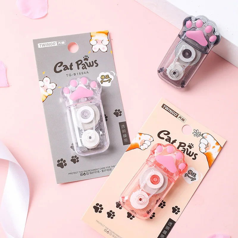 White Out Cute Cat Claw Correction Tape Pen, School and Office Supplies, Stationery, 5mm * 6m - Slobuy