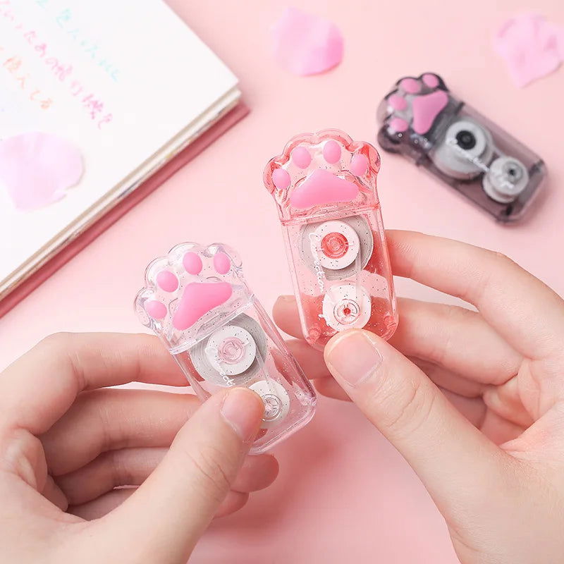 White Out Cute Cat Claw Correction Tape Pen, School and Office Supplies, Stationery, 5mm * 6m - Slobuy