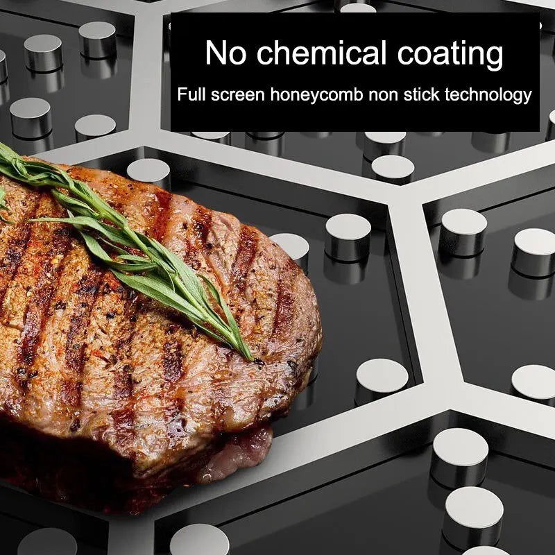 Whole Body Tri-Ply Stainless Steel Frying Pan 316 Stainless Steel Wok Pan Double-sided Honeycomb Skillet Suitable for All Stove - Slobuy