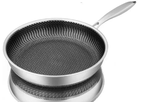 Whole Body Tri-Ply Stainless Steel Frying Pan 316 Stainless Steel Wok Pan Double-sided Honeycomb Skillet Suitable for All Stove - Slobuy