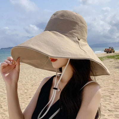 Wide Brim UPF 50+ Sun Hat Women Anti-UV Protection Hiking Fisherman Cap Fold Summer Solid Beach Hat 2023 Double sided Sun hat - Slobuy